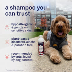 Petpost Skunk Odor Eliminator Shampoo on a cat coat leaves soft fur.