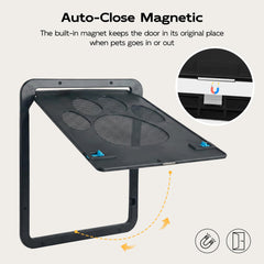 Pet Prime dog door with double lock tabs for secure nighttime use.