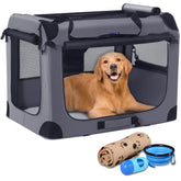 Petprsco 40-inch collapsible crate assembled in living room for large dogs.