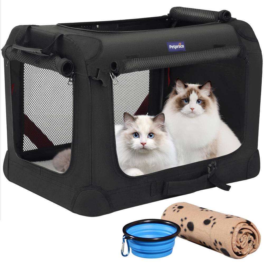 Petprsco large cat carrier with folding setup for easy transport