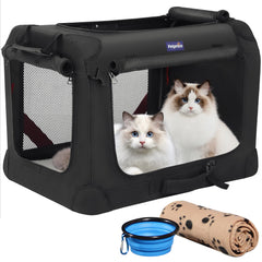 Petprsco large cat carrier with folding setup for easy transport
