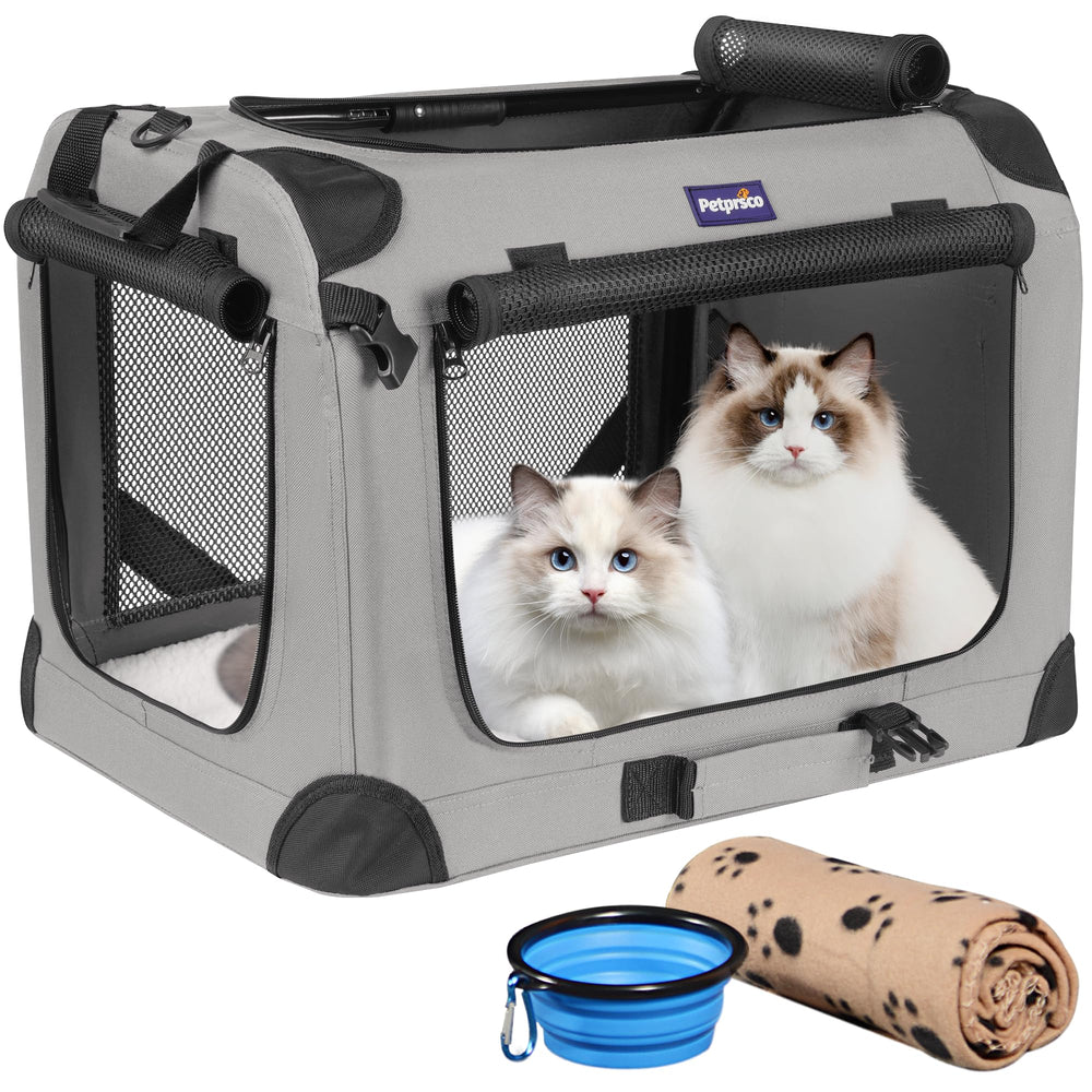 Petprsco large-cat-carrier-setup shows quick setup for comfortable travel with pets.