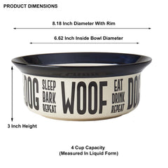 PetRageous Eat Drink Repeat bone-logo detail enhancing decorative pet dining area.