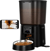Petrice automatic feeder front view shows sturdy base for mess-free meals.