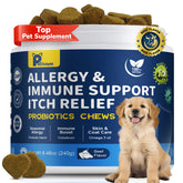 Petrivium Dogs Allergy & Itch Relief Chews bottle supports itchy skin relief.