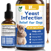 Petrivium yeast treatment drops bottle calms canine itching.