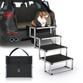 PetRuna dog stairs car foldable non-slip surface for safer car entry.