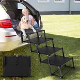 PetRuna extra-wide dog stairs folded for easy car storage.