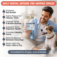 Pets Are Kids Too dog dental powder pour scoop action for easy dosing