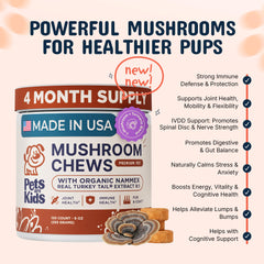 Pets Are Kids Turkey Tail chews closeup showing real texture and gut-friendly ingredients.