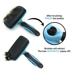 Pets First brush features fine stainless steel bristles for thorough yet gentle brushing.