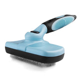 Pets First self-cleaning slicker brush for dogs and cats with retractable bristles.