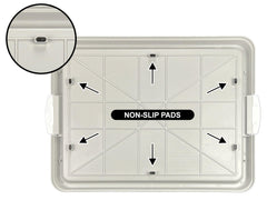 Pets-N-Me gray pee pad holder non-slip bottom for stability.