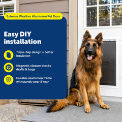 PetSafe 3-flap insulation close-up demonstrates double-layer seals for energy efficiency.