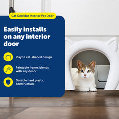 PetSafe Cat Corridor on closed interior door adds privacy for cats.