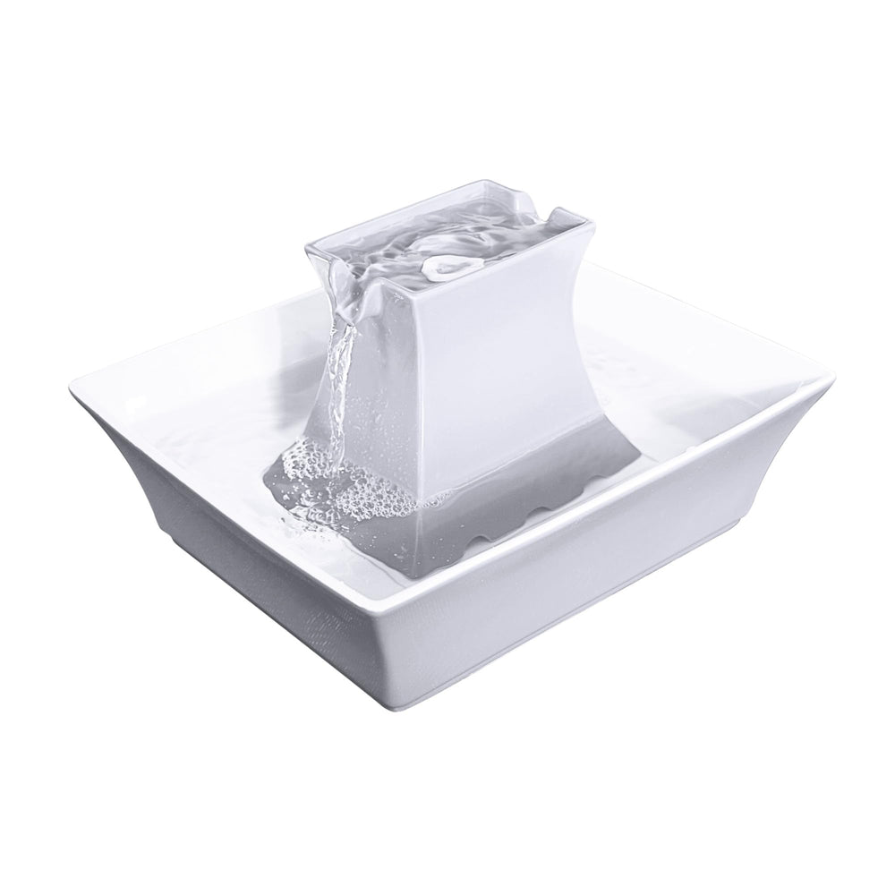 Petsafe Drinkwell Pagoda fountain top view shows dual streams inviting hydration.