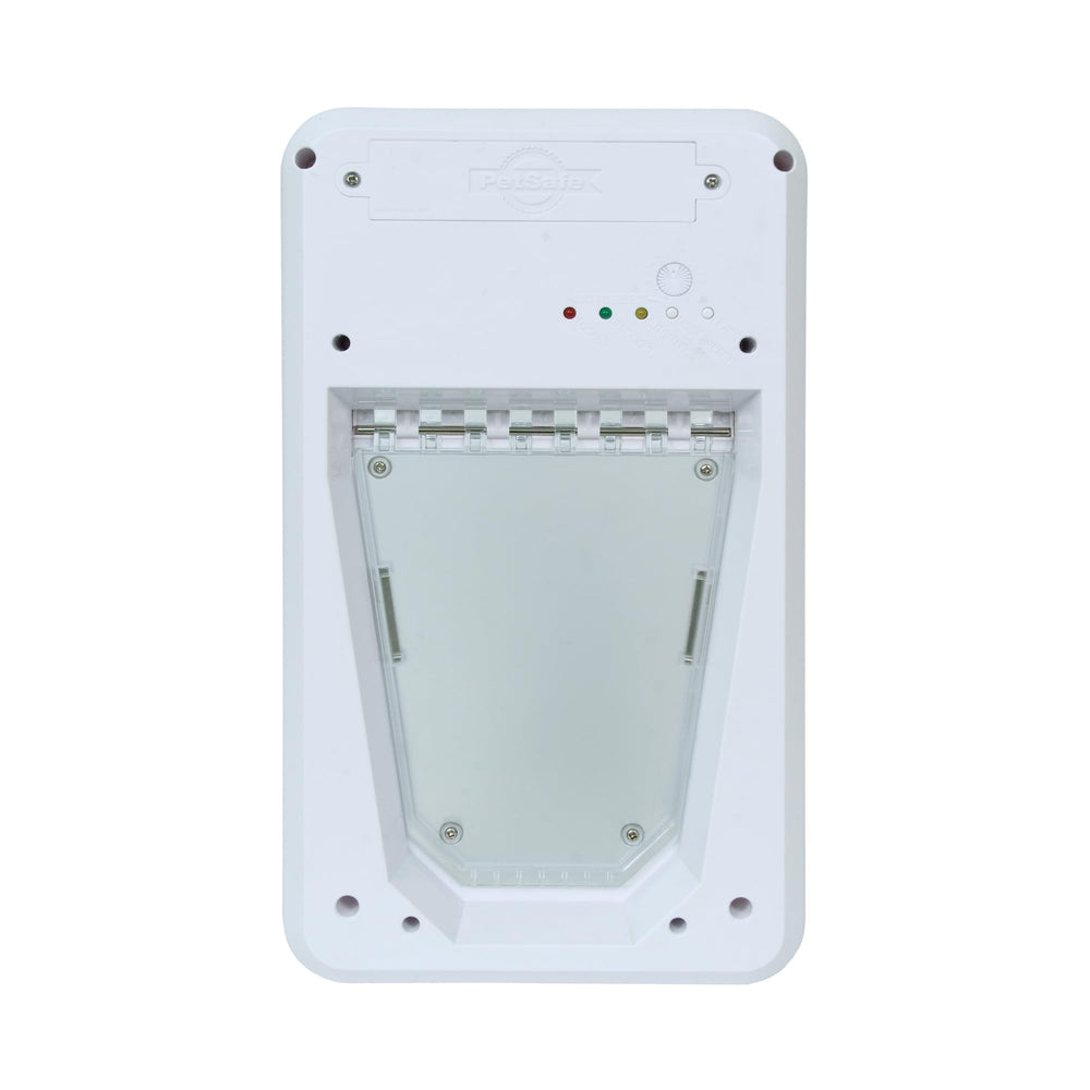 Petsafe electronic door key on collar enables automatic pet access.