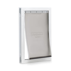 PetSafe Freedom aluminum door exterior view highlights durable frame for active households.