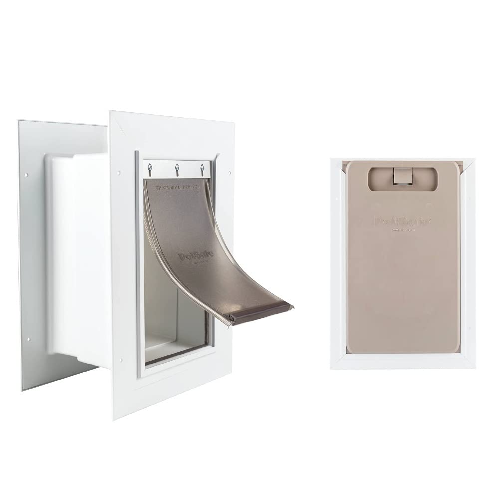 Petsafe Never Rust Wall Entry Pet Door installed in a wall for easy pet access