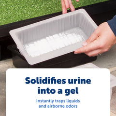 Close-up of Wee Sponge powder activating to trap odors.