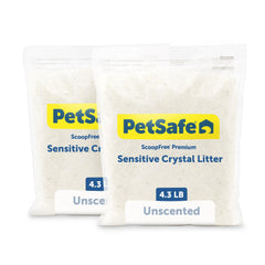 PetSafe ScoopFree Premium Crystal Litter 2-pack bags for long-lasting freshness.