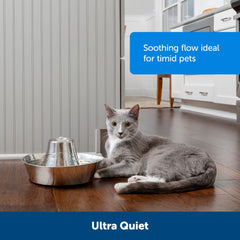 PetSafe Seaside fountain top view shows compact footprint for small spaces.