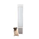 PetSafe sliding glass pet door panel shown in a living room setup for renters