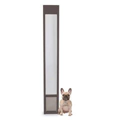 PetSafe sliding glass pet door in frame enables easy pet access.