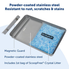 PetSafe stainless steel tray with easy-clean rounded corners for a healthier cat environment.