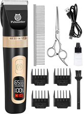 Petsaunter dog clippers blades closeup showing sharp titanium ceramic blades for a smooth trim and efficient thick-coat handling.