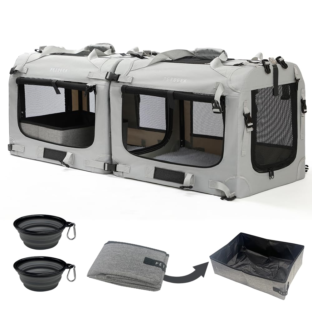 Petseek extra large carrier front view with dual openings for easy access.
