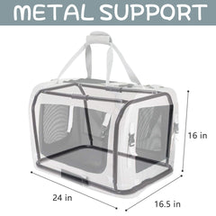Petseek Extra Large Cat Carrier foldable iron-frame shows sturdy storage when not in use