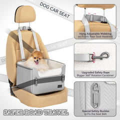 Petsfit dog booster seat, side view, features plush interior for comfort.