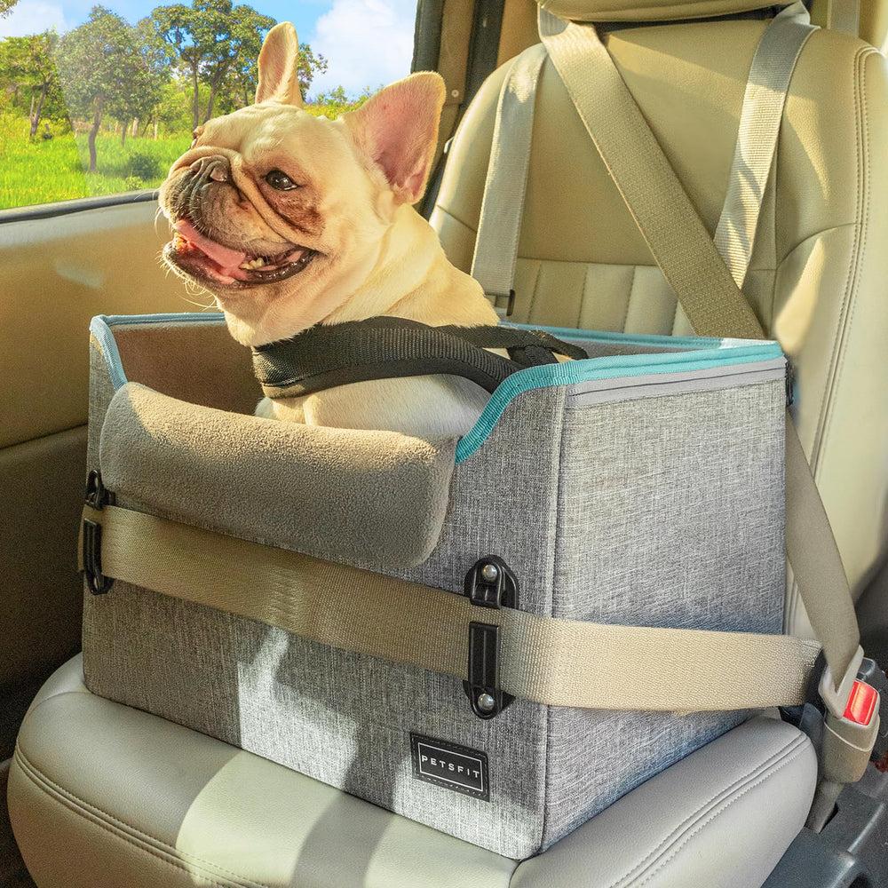 Petsfit dog car seat front view shows secure fit for small dogs