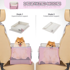 PETSFIT dog car seat light pink clip-on leash attachment secures harness.