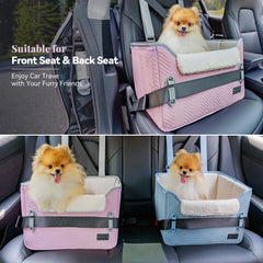 PETSFIT dog car seat light pink side profile shows sturdy structure.