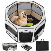 Petsfit dog playpen front view with tall 28.5 inch walls for containment