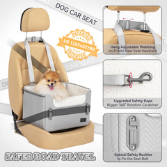 Petsfit booster seat closeup, waterproof PU leather for easy wipe-clean care.