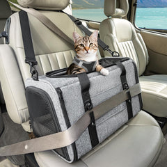 Petsfit soft-sided carrier with patented safety buckles for secure rides.