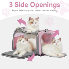 Petsfit three-way entry cat carrier enables gentle loading from top or sides