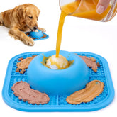 PetsHome slow feeder bowl with blue lick mat promotes engaging, slower mealtimes.