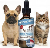 Petsilver Immune Support dropper demonstrates easy dosing for pets' respiratory relief