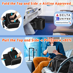 Petskd airline-approved cabin carrier fits under-seat on Delta, United, and American