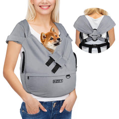 Petskd dog sling front view with two buckles for secure support