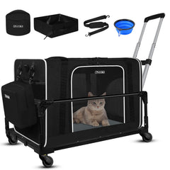Petskd extralarge cat carrier with wheels enables smooth travel on any surface.