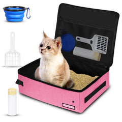 Petskd portable cat travel litter box with lid for tidy car trips