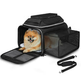 Petskd top and side expandable carrier under-seat view for small pets