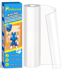 Petslucent cat scratch protector on sofa edge protects furniture from claws.