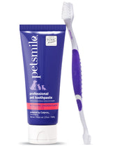 Petsmile pro toothpaste tube with rotisserie chicken flavor shown for brushing.