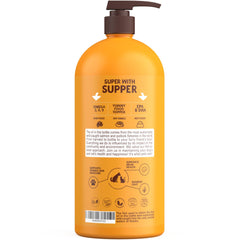 Petsmont Omega Love+ bottle beside a bowl to support a shiny coat and healthy skin